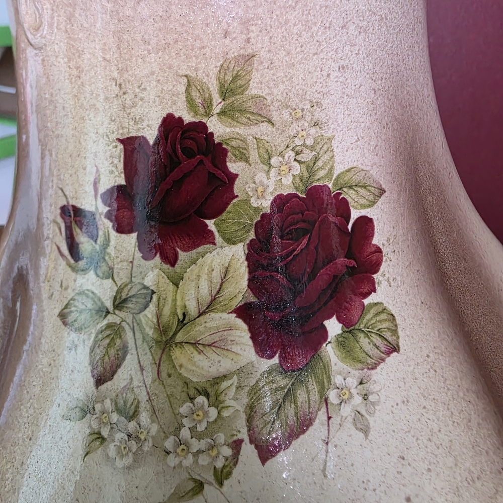 Decorative Cream and Pink Floral Ceramic Pitcher Ironstone Pretty Vintage - Picture 2 of 8
